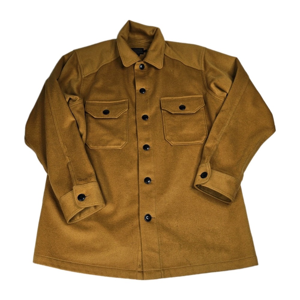 Pendleton Shirt Jacket Mens L Ochre Gold Wool Cashmere Button Up CPO Shacket